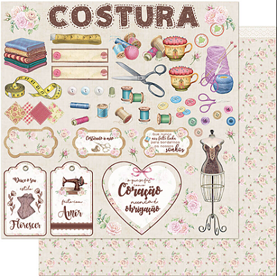 Papel para Scrapbook - SD-1124 - Coleção Costura