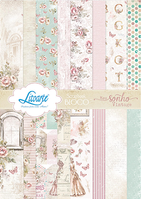 Scrap Bloco A4 -  Coleção Meu Sonho Vintage - SBA4-009