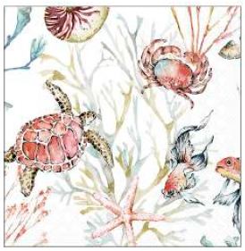Guardanapo - 13318390 - Sea Animals - 33x33cm