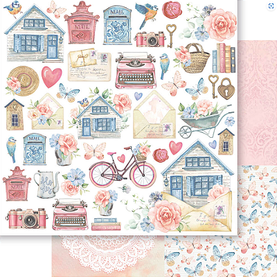 Papel para Scrapbook - SD1-106 - Lili Negrão - Coleção Amor Com Arte