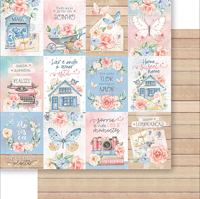 Papel para Scrapbook - SD1-105 - Lili Negrão - Coleção Amor Com Arte
