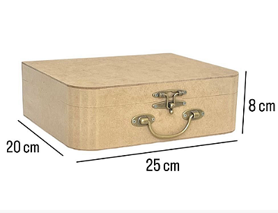 Caixa MDF Mini Maleta alça de metal - R1634 - 20 x 25 x 8