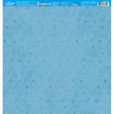Papel para Scrapbook - SBB-217 - Estampas Básicas - Coleção Floral 3D – Textura Flores Azuis