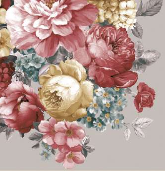Guardanapo - G3-033 - Bunch of Flowers with Mandala Warm Gray - 33x33cm