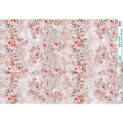 Papel De Seda - PSL060 - Rosas e Renda Vintage