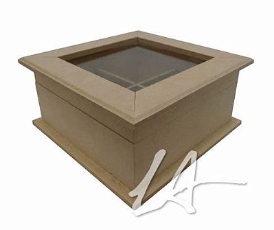 Caixa de Cha em MDF com vidro e 4 divisões R86