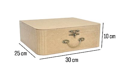 Caixa de MDF Mini Maleta G alça de metal - R865- 30x25x10