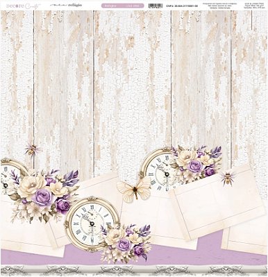 Papel de Scrap Dupla Face -0906 - Meu refúgio - Relógios