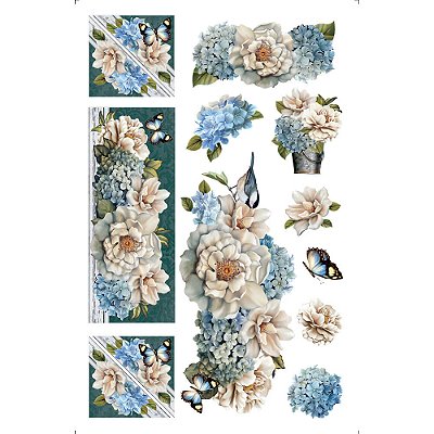Transfer de Imagem - TIS-024- Small - Magnolias e Hortênsias