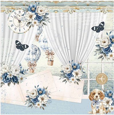 Papel para Scrapbook - Cód-1007 - Cenário - Coleção Serenity