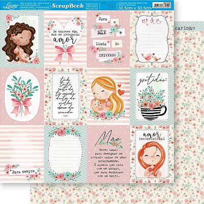Papel para Scrapbook - SD-1190 - Coleção Mãe Aquarela