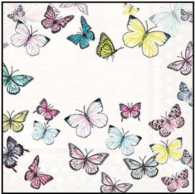 Guardanapo - 13310000 - Butterfly White - 33x33cm