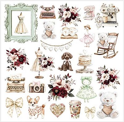 Papel de Scrapbook - Cod 1202 - Recortes Laços - Meu aconchego