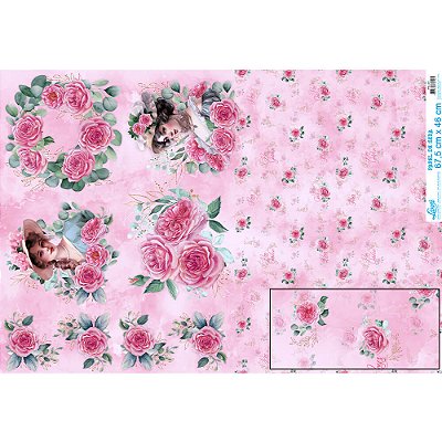 Papel De Seda - Damas E Rosas - 67,5 X 46Cm - PSL041