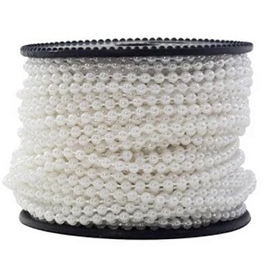 Pérola Inteira (tipo aljofre) em ABS 3mm - 1 m - Branco