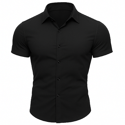 Camisa Masculina Manga Curta Slim Fit Basic