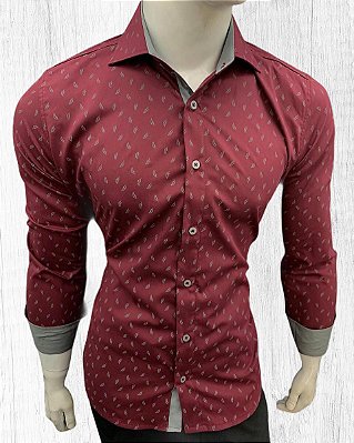 Camisa Masculina Slim fit Luxo Detalhada