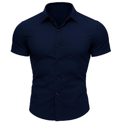 Camisa Masculina Manga Curta Slim Fit Basic