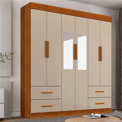 Guarda Roupa Verona 6 Portas 4 Gavetas C/ Espelho - Salleto