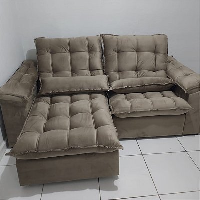 Sofá Retrátil Reclinável 2.30m Ipanema Veludo