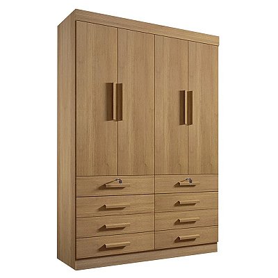 Guarda-Roupa 4 portas 8 gavetas Mônaco sem espelhos Larg. 1.60m - D Doro