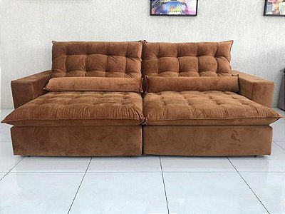 Sofá Retrátil Reclinável  2.10 m de largura – Modelo Laura ( ASSENTO MOLAS ENSACADAS + ESP. D33) Ap