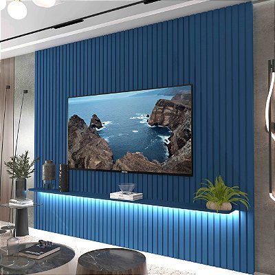 Painel Nobre Ripado 230m com LED- Gelius Móveis