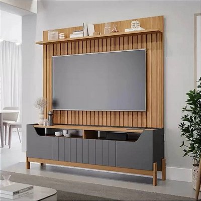 Rack Moema e Painel Speed Trend Ripado Tv até 70" 100% MDF- Permobili