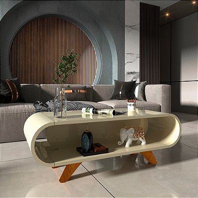 Mesa de Centro Nobre com pés de madeira - Geliussr