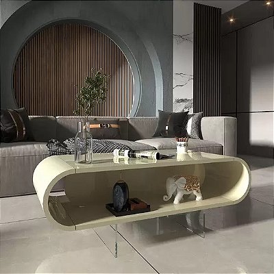 Mesa de Centro Nobre com pés de Vidro 8mm - Geliussr