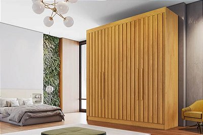 Roupeiro Potente Ripado 4Portas 100% MDF 1.69m de largura- Europa Rf
