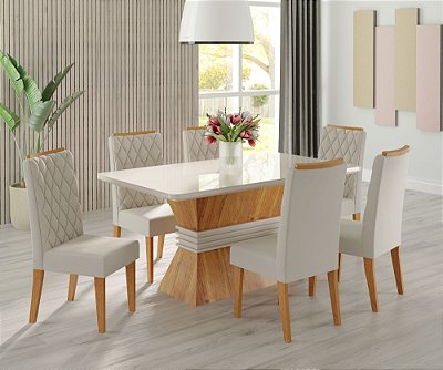 Mesa Dali 1.60m com 6 cadeiras Iza - Viero Móveis Sr