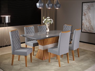 Mesa Eve 1.80m com 06 cadeiras Iza - Viero Móveis Sr