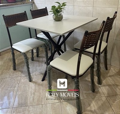 Mesa Atlanta com 04 cadeiras Ipanema tampo 0.70x0.70 - Teixeira Móveis