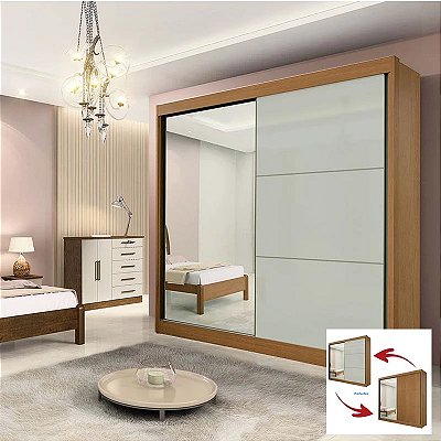 Roupeiro 2P. Titanium com espelho 100% MDF 2.20m - D Doro