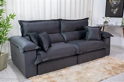 Sofá Retrátil Reclinável 2.50m Mega Itália Veludo - D33 e Molas Ensacadas rf
