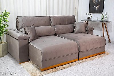 Sofá Retrátil Reclinável 2.50m Atlanta Veludo - D33 e Molas Ensacadas rf