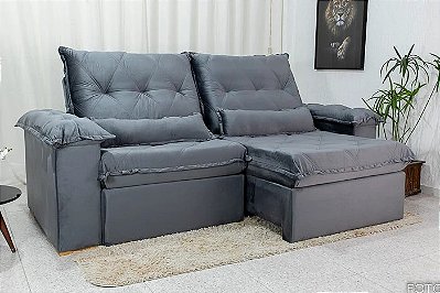 Sofá Retrátil Reclinável Califórnia 2.50m Veludo  - D28 Hiper soft e Molas Ensacadas