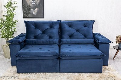 Sofá Retrátil Reclinável 2.30m Roma Veludo - D28 Soft e molas bonnel