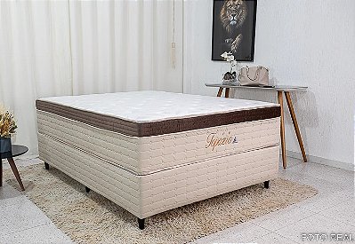 Base Box + Colchão Casal Topázio Molas Ensacadas 138x188x74 - Rondomóveis