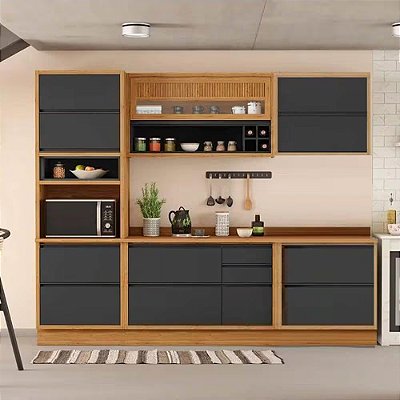 Armário de Cozinha Lisboa Completa 5 Peças 8 Portas 6 Gavetas 100% MDF -Itatiaia