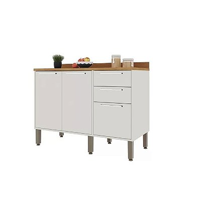 Balcão Para Cozinha Paris 120cm 2P3G - Salleto