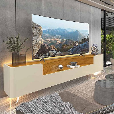 Rack Infinity 100% MDF Larg. 2.30m C/ Pés de Vidro - Gellius