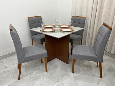 Mesa de Jantar Helo 0.90×0.90 Com 4 Cadeiras Nicole - Poliman