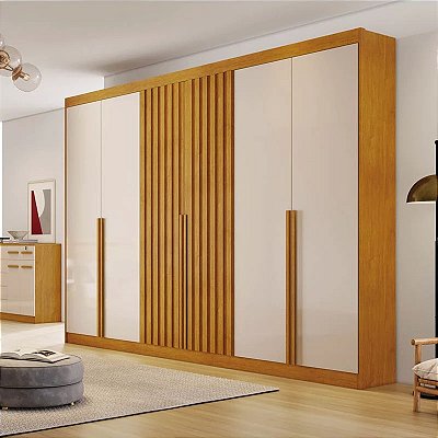 Roupeiro Siena Ripado 6 Portas Larg. 2.70m 100% MDF - Bianchi