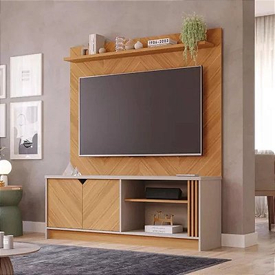 Painel + Rack Volpi 100% MDF Larg. 1.54m tv Até 55 - Permóbili