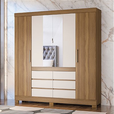 Roupeiro Casal Cádis 2.00m 04P06G. com espelhos - Demóbili