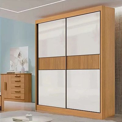 Roupeiro Santorini C/Detalhe Ripado 100% MDF 2 Portas Larg. 1.85m - D Doro