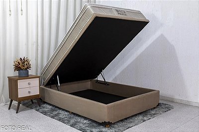 Box Baú Prime Capuccino + Colchão Casal Airtech Springpocket 138x188x25 - Ortobom