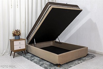 Box Baú Prime Capuccino + Colchão Casal Classic Marrom 138×188x62 Molas Superlastic - Anjos